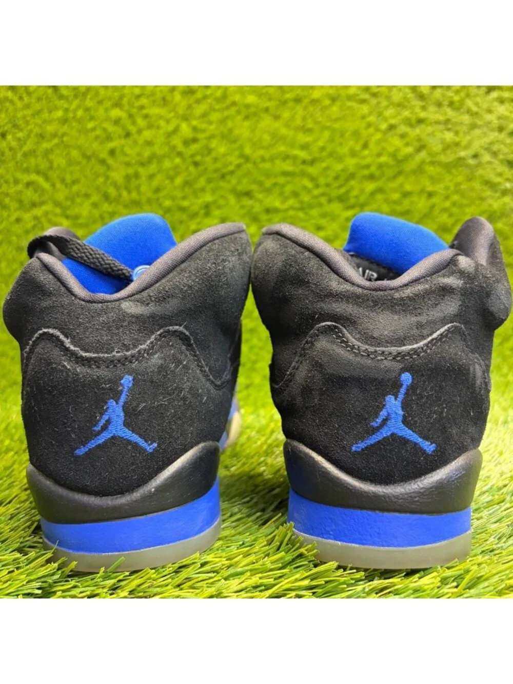 Nike Air Jordan 5 Retro Boys Size 5.5Y Black Blue Basketball Shoes Sneakers